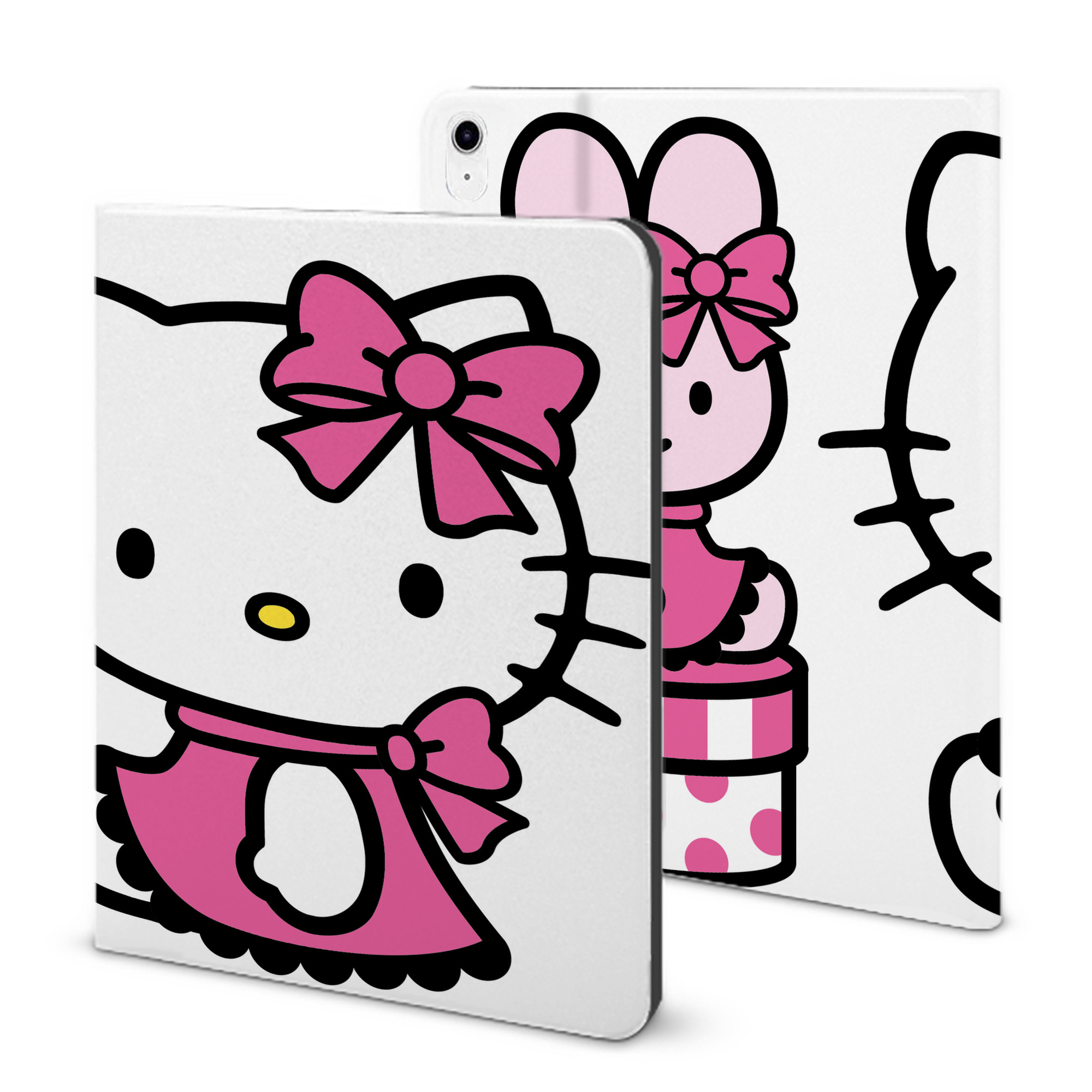 （画像用） Hello Kitty ハローキティ IPad ケース ブック型 PUレザー TPU 耐衝撃 軽量 薄型 ペン収納なし 全面保護 IPad 各モデル対応